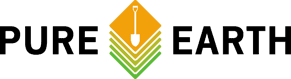 Pure Earth logo featuring a green and yellow earth icon with a drop symbol.