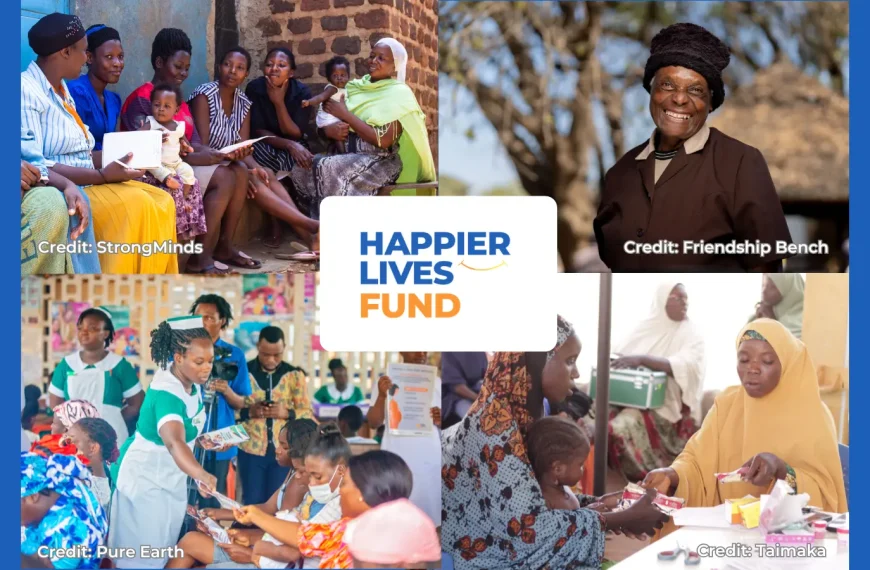 Community members and leaders participating in happiness and wellbeing activities.